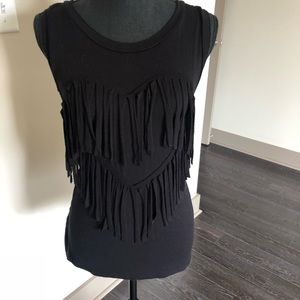 Ginger G Black Fringe heart tunic/tank  Medium